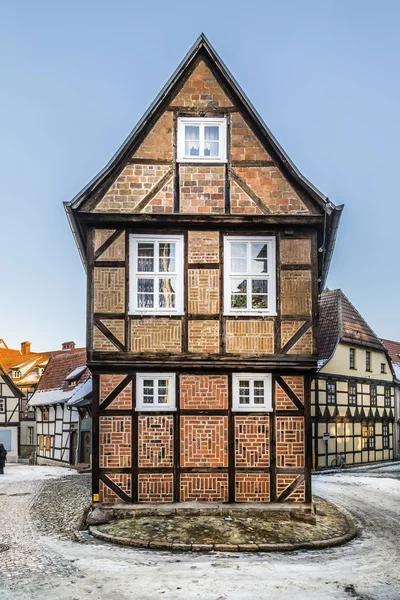 Panoramiche vecchie case a graticcio a Quedlinburg — Foto Stock