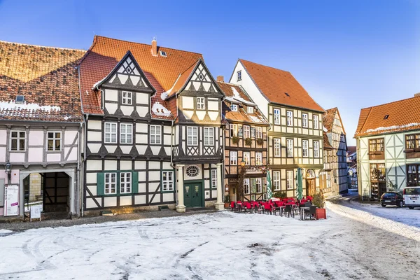 Panoramiche vecchie case a graticcio a Quedlinburg — Foto Stock