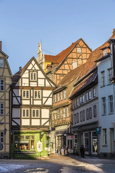 Scenic old half timbered houses in Quedlingburg — Stock Photo, Image