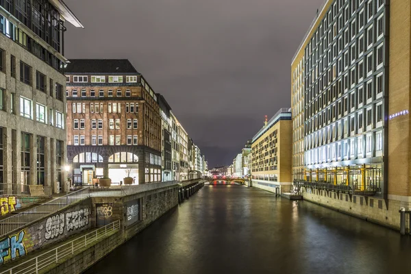 Alsterfleet hamburg germany at night — Stock Photo, Image