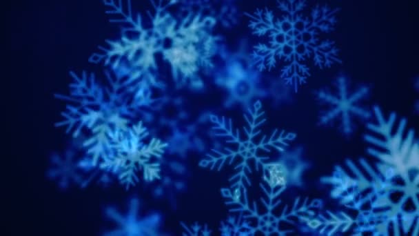 Floco Neve Natal Animado Bonito Fundo Férias Gradiente Azul Para — Vídeo de Stock