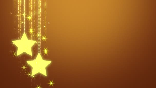 Золотые Звезды Висящие Золотом Градиентном Фоне Выделяются Потоком Сверкающим Золотом — стоковое видео