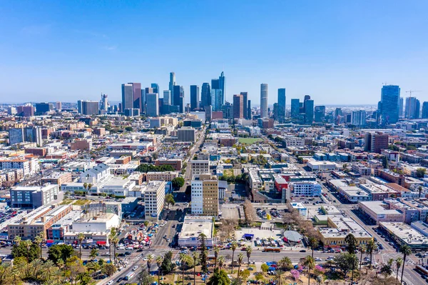 Downtown Cityscape Los Angeles California Shows Congested Business Environment Bright — Stock Photo, Image