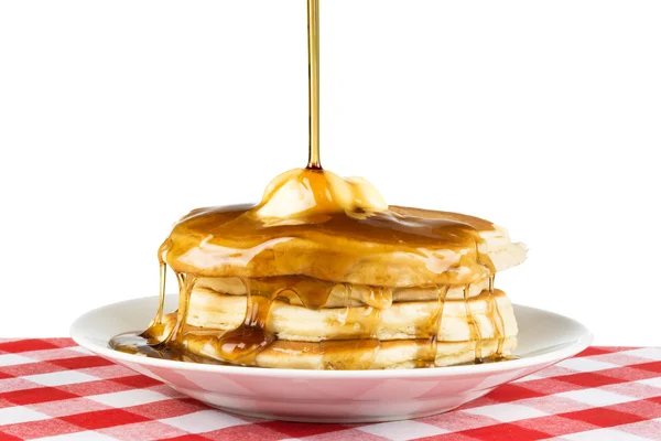 Frühstück Pfannkuchen und Sirup — Stockfoto