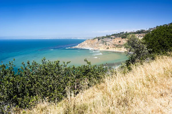 Met gras begroeide strand kijken in Californië — Stockfoto