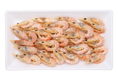 plaka üzerinde kurutulmuş karides