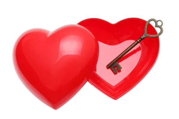 Vintage key and red heart — Stock Photo, Image