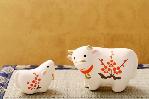 Poupées Vache Usi Carte Nouvel Japonais Nouvel Japonais Vache Objet — Photo