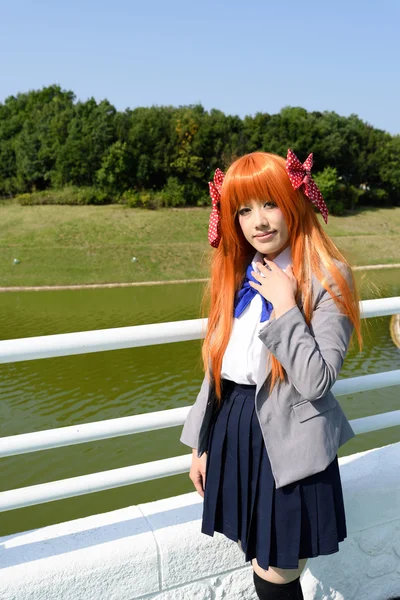 KAGAWA, JAPAN - September 28: Japanese anime character cosplay pose in Anime Event in Kagawa 2014 on Sept 28, 2014 at Reoma World Park, Marugame, Kagawa, Japan — Stock Photo, Image