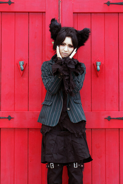 KAGAWA, JAPAN - September 28: Japanese anime character cosplay pose in Anime Event in Kagawa 2014 on Sept 28, 2014 at Reoma World Park, Marugame, Kagawa, Japan.