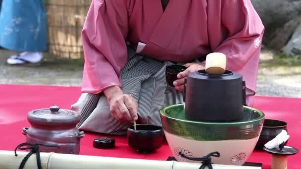 Cerimônia de chá verde japonês — Vídeo de Stock