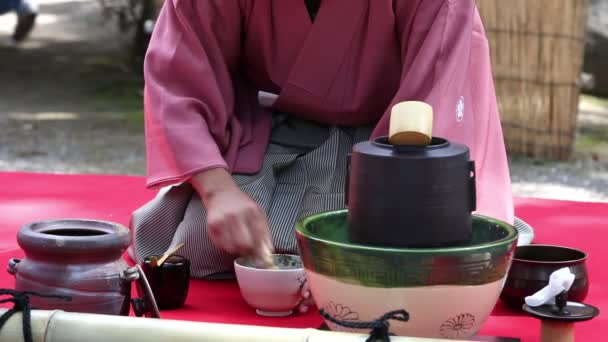 Cerimonia del tè verde giapponese — Video Stock