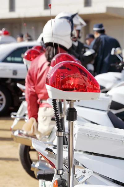 Policewoman's motorcycle — Stockfoto