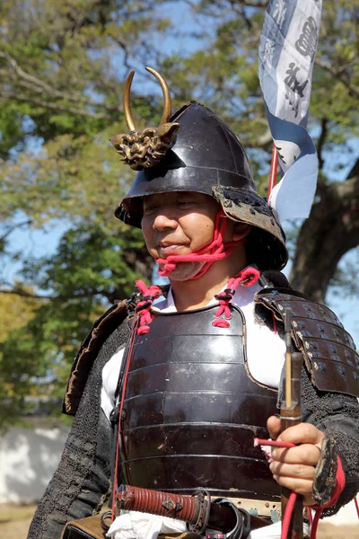 Japoński samuraj z stary karabin — Zdjęcie stockowe