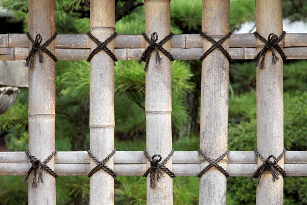 在日本的花园里的竹篱笆 — 图库照片