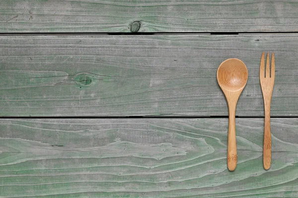 Ξύλινο κουτάλι και πιρούνι — Φωτογραφία Αρχείου