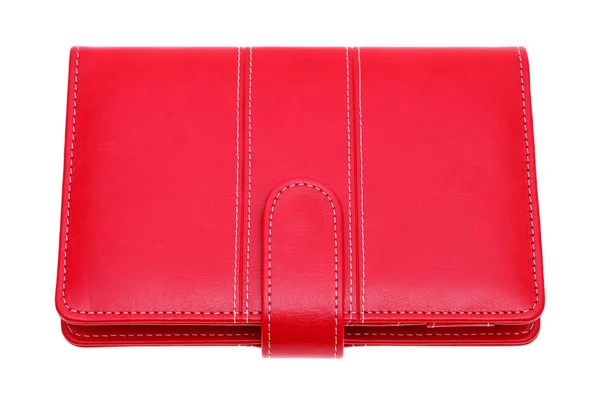 Red leather notebook — Stock Photo, Image