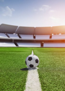 Futbol sahasında gün batımı, gün batımında futbol. Poster.