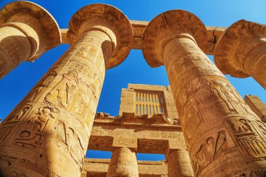 Mısır, Luxor - Luxor Thebes tapınağındaki Karnak Hypostyle sütunları