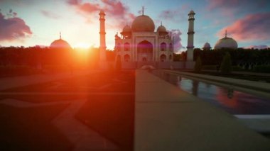 Taj Mahal, güzel bir gün batımı zevk Romantik Çift