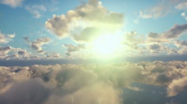 Uçuş sabah bulutların üstünde