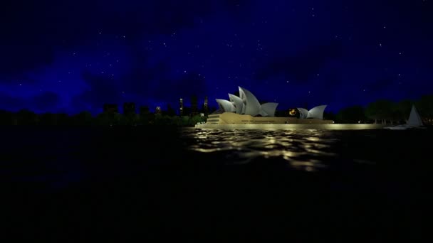 Sydney Opera House durante le ore notturne — Video Stock