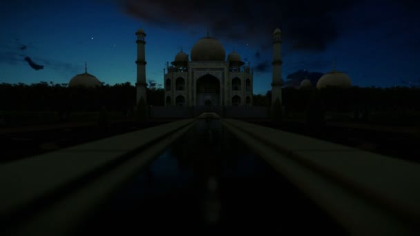 Taj Mahal hermoso timelapse surise, mosca de la cámara — Vídeos de Stock