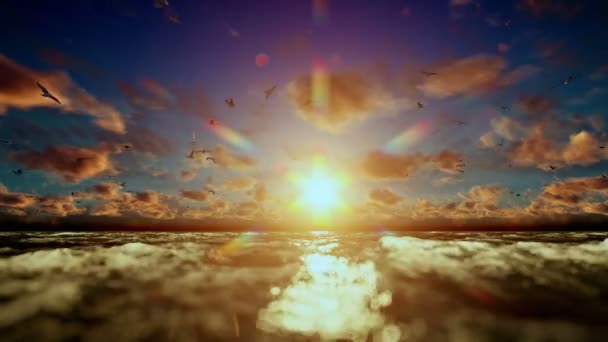 Nuvens de mar e timelapse ásperas, pôr do sol, som incluído — Vídeo de Stock