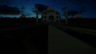 Taj Mahal, güzel timelapse gündoğumu, kamera pan