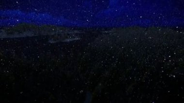 Forest hills ve deniz, güzel gece kar yağışı