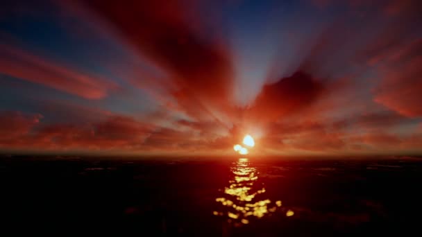 Timelapse krásný východ slunce nad oceánem, godrays, tilt — Stock video