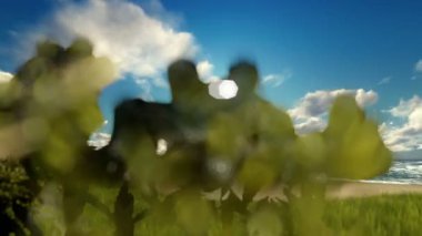 Sahilde, runnin kadın ballon hava ve yat yelken, atış seyahat