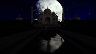 Taj Mahal gece dolunay karşı kamera izlemek