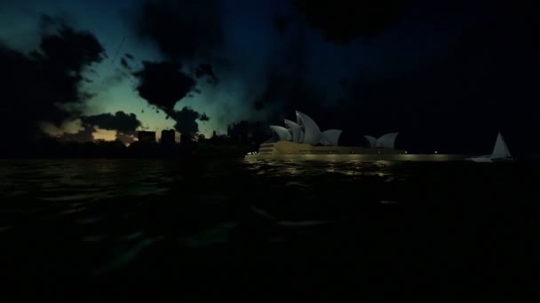 Bonito tiempo lapso salida del sol sobre la bahía de Sydney Opera House — Vídeos de Stock