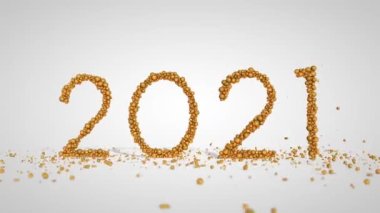Altın tatil kürelerinden yapılan 2021 Yeni Yıl tabelası, Luma Matte.mov