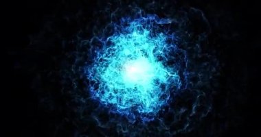 Siyah 4K.mov 'a karşı soyut mavi parçacık portalı arka planı, pürüzsüz döngü