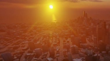 Gökdelenlerin ve güzel günbatımının yanından geçen helikopterle sel basmış şehrin üzerinden uçmak.