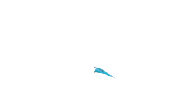 空を飛ぶ青い波の絹の布 白に対して Mov — ストック動画
