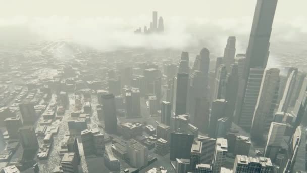 Repülés Elárasztott Város Felett Helikopterrel Skyscrapers Mov Mellett — Stock videók