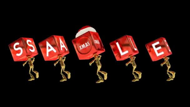 Golden Boy Christmas Sale Discount Text Head Dancing Seamless Loop — Stock Video