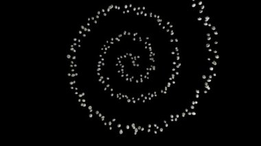 Beyaz mantar sarmal şeklinde uçuyor, üst görüş, kusursuz döngü, Alfa Kanalı