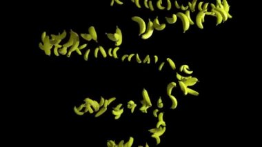 Muz meyvesi sarmal şeklinde uçuyor, kusursuz döngü, Alfa Kanalı