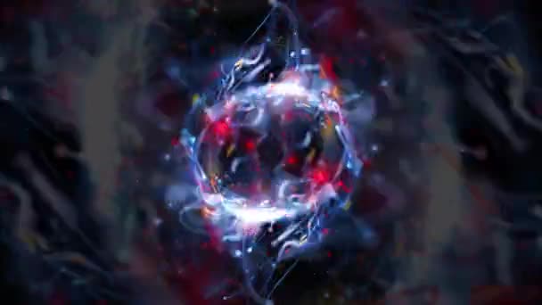 Fundo Abstrato Esfera Cosmical Com Brocas Voadoras Agitar Loop — Vídeo de Stock