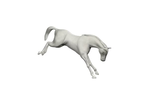 Бумажный Конь Прыгает Пинается Бесшовный Петля Против Белого — стоковое видео