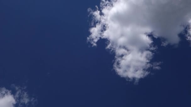 在晴朗的蓝天上掠过蓬松的云彩 — 图库视频影像