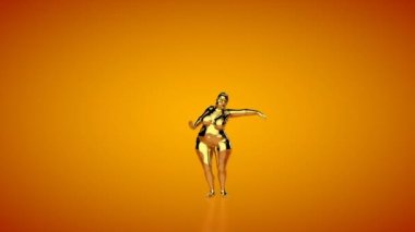 Altın gibi ince bir kadın göbek dansı yaparken kilo alıyor, kusursuz döngü, Luma Matte takılı.