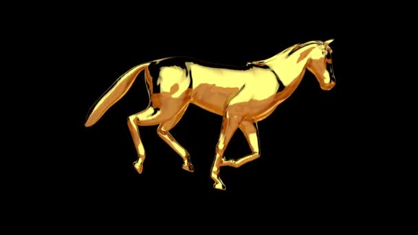 Cavalo Dourado Galopando Laço Sem Emenda Luma Matte — Vídeo de Stock