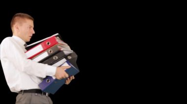 Dosyaları ve dosyaları taşıyan genç işadamı, Luma Matte