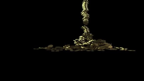 Bitcoins Falling Gold Text Hitting Them Luma Matte — Stock Video