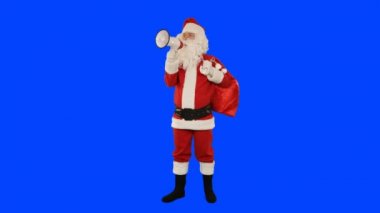 Hoparlörlü Noel Baba bir duyuru yapıyor, Mavi Ekran Chromakey